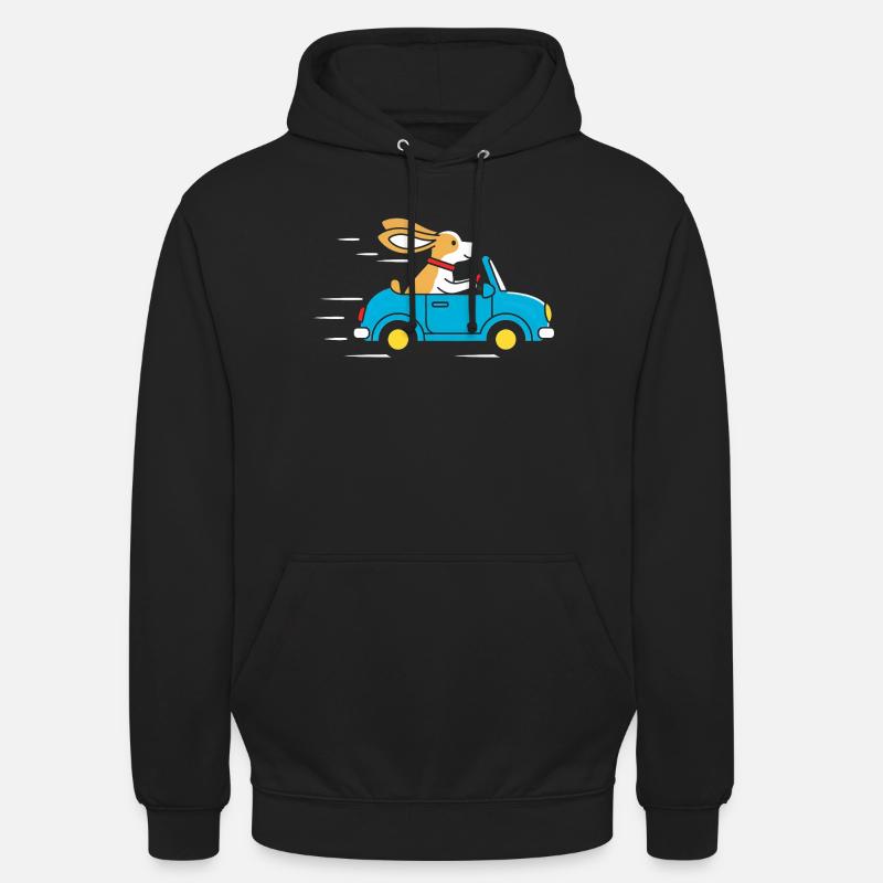 Lapin dans une cabriolet : Bonne conduite - Sweat-shirt à capuche unisexe - noir