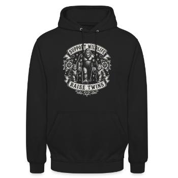 Soutenez la Vie Sauvage : Élevez des Jumeaux - Sweat-shirt à capuche unisexe - noir - Devant - Alina (178cm) & Michal (187cm)