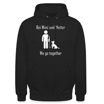 Bei Wind und Wetter - we go together - Unisex Hoodie - Schwarz - Vorne - Alina (178cm) & Michal (187cm)