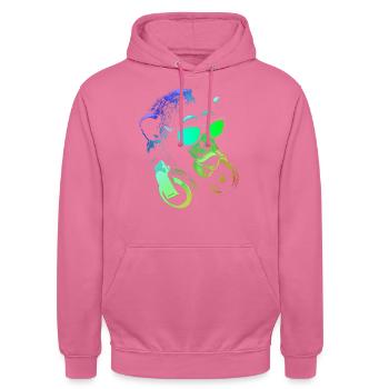 Monkey DJ - Unisex Hoodie - pink - Front - Alina (178cm) & Michal (187cm)