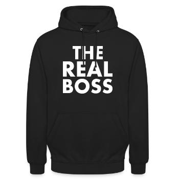 The real boss - Unisex Hoodie - Schwarz - Vorne - Alina (178cm) & Michal (187cm)