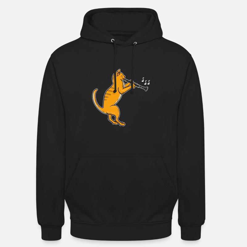 Chat joue clarinette - Sweat-shirt à capuche unisexe - noir