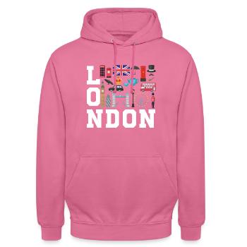 London England UK Great Britain - Unisex Hoodie - Pink - Vorne - Alina (178cm) & Michal (187cm)