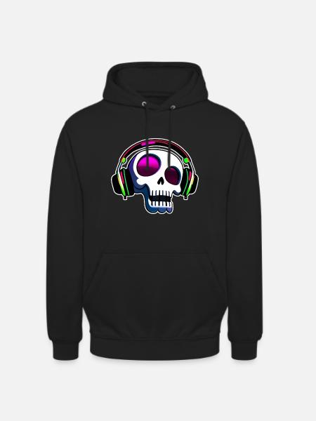 Crâne fou avec casque Art - Sweat-shirt à capuche unisexe - noir
