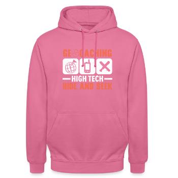 Geocaching High-Tech Versteckspiel Geocache - Unisex Hoodie - Pink - Vorne - Alina (178cm) & Michal (187cm)