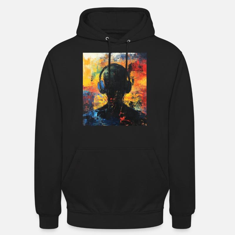 Abstrakte Silhouette mit Kopfhörern - Unisex Hoodie - Schwarz