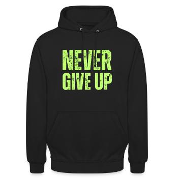 NEVER GIVE UP - Unisex Hoodie - Schwarz - Vorne - Alina (178cm) & Michal (187cm)