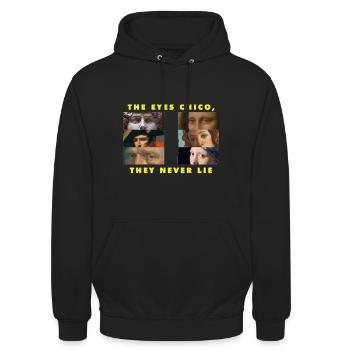 The eyes chico, they never lie - Sweat-shirt à capuche unisexe - noir - Devant - Alina (178cm) & Michal (187cm)