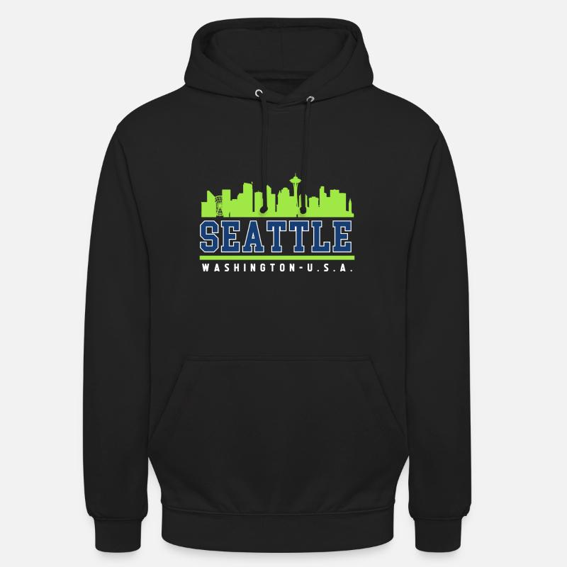 Seattle Skyline, Washington, États-Unis - Sweat-shirt à capuche unisexe - noir