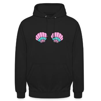 Mermaid Shell Bra - Carnival / Carnival pink - Unisex Hoodie - black - Front - Alina (178cm) & Michal (187cm)