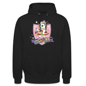 Einhorn Hula Hop / Hulacorn - Unisex Hoodie - Schwarz - Vorne - Alina (178cm) & Michal (187cm)
