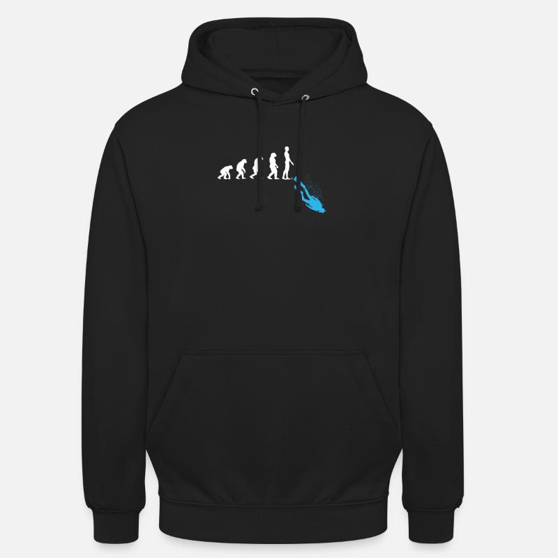 Human Evolution Funny Scuba Diving Diver Graphic - Luvtröja unisex - svart