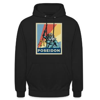 Vintage Retro Poseidon Griechische Mythologie Geschenk - Unisex Hoodie - Schwarz - Vorne - Alina (178cm) & Michal (187cm)