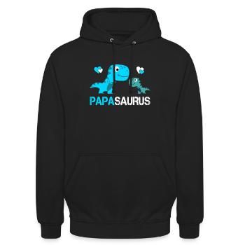 Papasaurus für Papa und Kinder | Vatertag Geschenk - Unisex Hoodie - Schwarz - Vorne - Alina (178cm) & Michal (187cm)