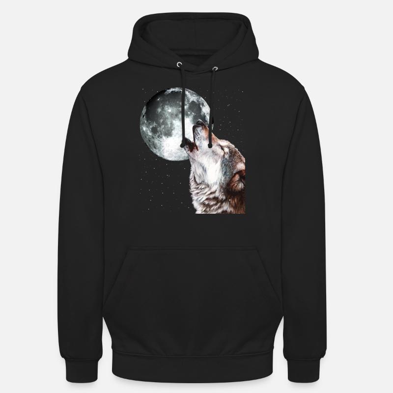 Hullande Wolf hos fullmånen män - Luvtröja unisex - svart