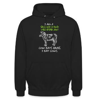 Anti Vegan Vegetarier Fleischesser Fleisch - Unisex Hoodie - Schwarz - Vorne - Alina (178cm) & Michal (187cm)