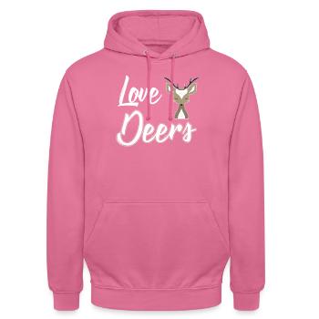 Hirsch Chevreuil - Sweat-shirt à capuche unisexe - rose - Devant - Alina (178cm) & Michal (187cm)