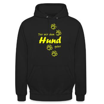 Der mit dem Hund geht - Unisex Hoodie - Schwarz - Vorne - Alina (178cm) & Michal (187cm)
