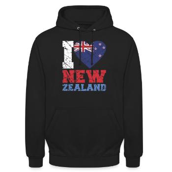 nouvelle-Zélande - Sweat-shirt à capuche unisexe - noir - Devant - Alina (178cm) & Michal (187cm)