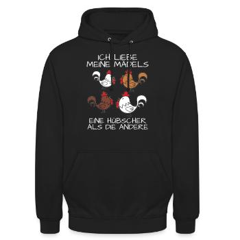 Hühner Huhn Landwirt Bauernhof Hahn Hühnerstall - Unisex Hoodie - Schwarz - Vorne - Alina (178cm) & Michal (187cm)