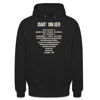 Lustiges Dart unser Darts Fan Outfit Vater Gebet - Unisex Hoodie - Schwarz - Vorne - Alina (178cm) & Michal (187cm)
