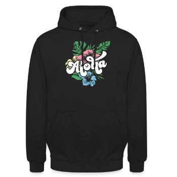 Aloha Hibiscus Hawaii - Unisex Hoodie - Schwarz - Vorne - Alina (178cm) & Michal (187cm)