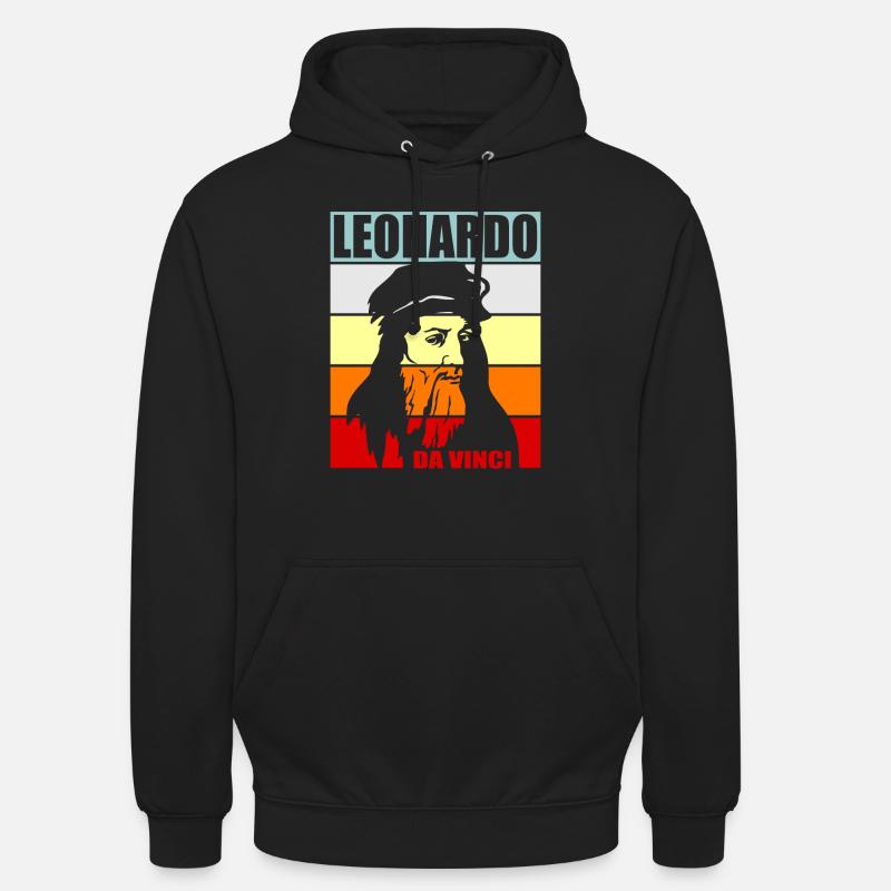 Léonard de Vinci - Sweat-shirt à capuche unisexe - noir