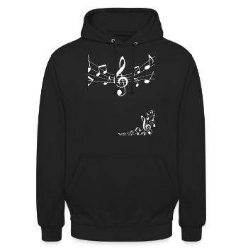 Musik Noten - Unisex Hoodie - Schwarz - Vorne - Alina (178cm) & Michal (187cm)