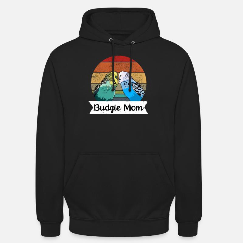 Design de la mom avec perruches - Sweat-shirt à capuche unisexe - noir
