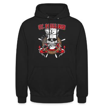 Paulianer Hamburg Sankt Pauli Fan St. Pauli - Unisex Hoodie - Schwarz - Vorne - Alina (178cm) & Michal (187cm)