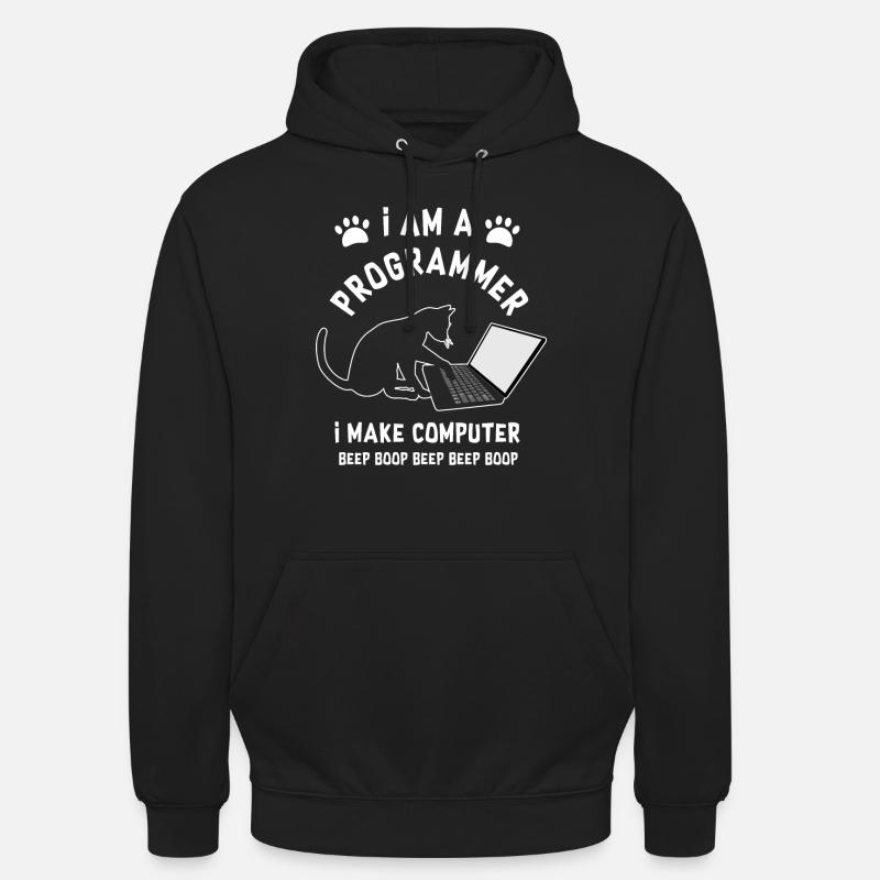 Programmer Cat Programmierer Computer Katze - Unisex Hoodie - Schwarz