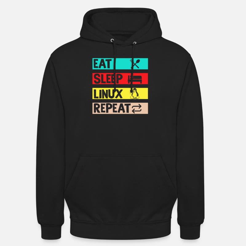 Eat Sleep Linux Repeat - Unisex Hoodie - Schwarz
