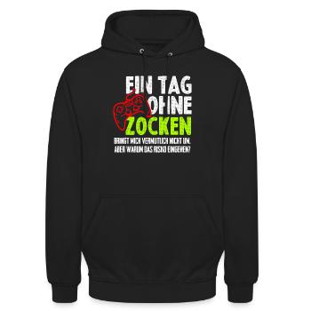 Gamer Zocken Zocker PC Konsole Teenager - Unisex Hoodie - Schwarz - Vorne - Alina (178cm) & Michal (187cm)