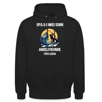 Angler Opa Angeln Geschenk - Unisex Hoodie - Schwarz - Vorne - Alina (178cm) & Michal (187cm)
