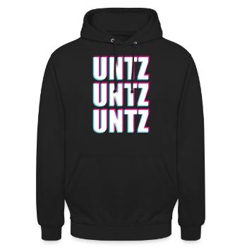 UNTZ Techno Raver Trance Musik Hardstyle - Unisex Hoodie - Schwarz - Vorne - Alina (178cm) & Michal (187cm)