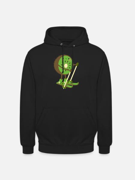 Skiwi Kiwi Ski Skiër Fruit Fruit Winter - Uniseks hoodie - zwart