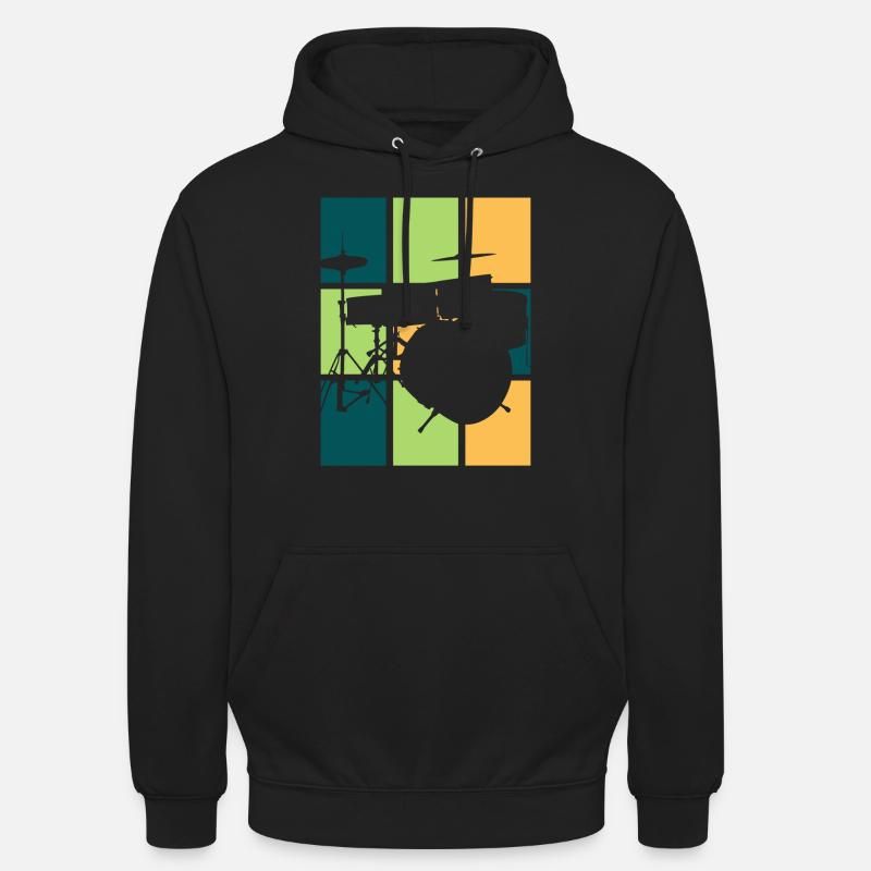 Cadeau de batterie rétro batteur - Sweat-shirt à capuche unisexe - noir