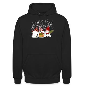 Nordische Weihnachten Gnome Elfen Wichtel Geschenk - Unisex Hoodie - Schwarz - Vorne - Alina (178cm) & Michal (187cm)