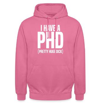 PHD Hintern Po Party JGA Geburtstag Weihnachten - Unisex Hoodie - Pink - Vorne - Alina (178cm) & Michal (187cm)