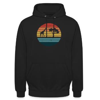 Retro Giraffe Africa Steppe Wilderness Gift - Unisex Hoodie - black - Front - Alina (178cm) & Michal (187cm)