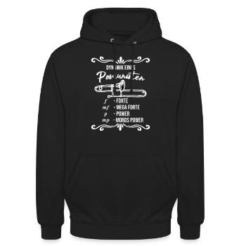 Posaune, Posaunist, Musiker, Blasmusik, Orchester - Unisex Hoodie - Schwarz - Vorne - Alina (178cm) & Michal (187cm)