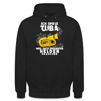 Tuba - lustiger Dirigenten Spruch Witz - Unisex Hoodie - Schwarz - Vorne - Alina (178cm) & Michal (187cm)