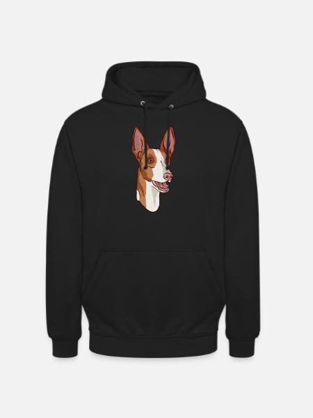 Podenco Hundekopfporträt - Unisex Hoodie - Schwarz