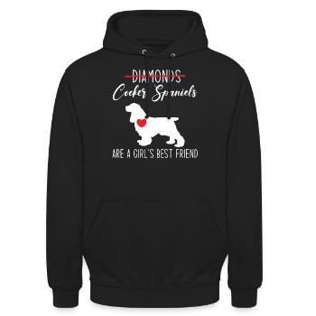 Cocker Spaniel - Unisex Hoodie - Schwarz - Vorne - Alina (178cm) & Michal (187cm)