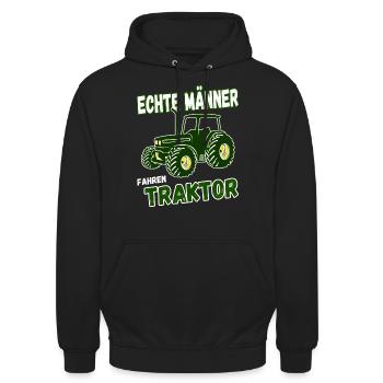 Echte Männer fahren Traktor - Unisex Hoodie - Schwarz - Vorne - Alina (178cm) & Michal (187cm)