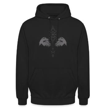 Boussole viking Odin Raben Vegvisir Hugin Munin - Sweat-shirt à capuche unisexe - noir - Devant - Alina (178cm) & Michal (187cm)