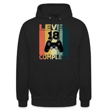 18th Birthday Young Man 2003 Level 18 Years Game - Unisex Hoodie - black - Front - Alina (178cm) & Michal (187cm)
