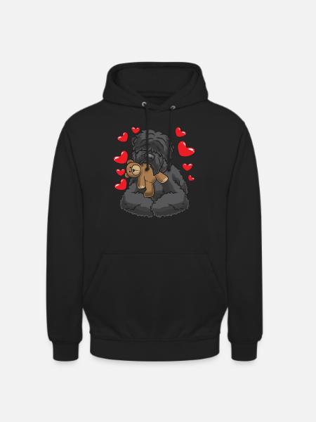 Russischer Schwarzer Terrier mit Kuscheltier - Unisex Hoodie - Schwarz
