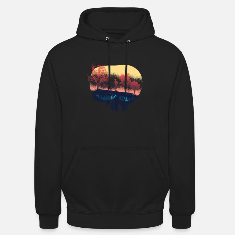 Rétro-canicross, course tout-terrain avec chien - Sweat-shirt à capuche unisexe - noir