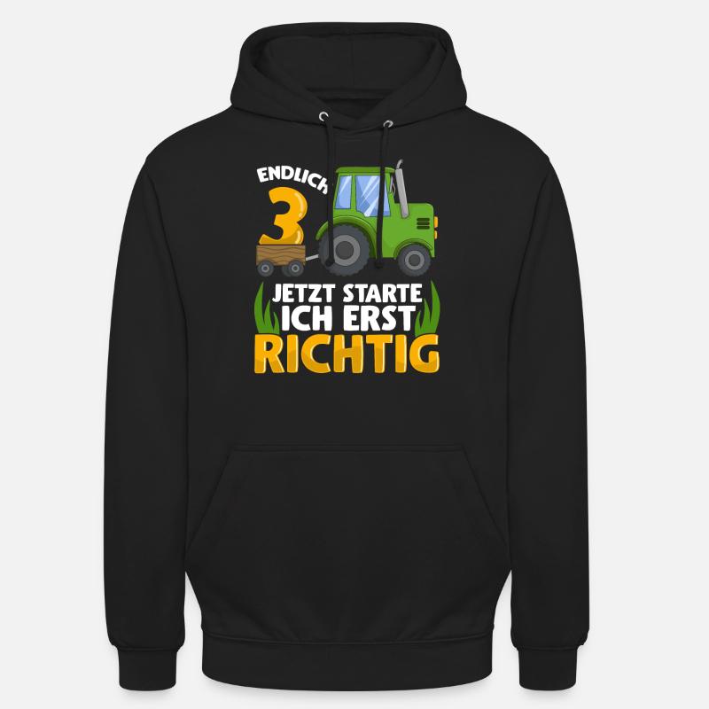 3. Geburtstag Traktor deko ich bin Endlich 3 Jahre - Unisex Hoodie - Schwarz